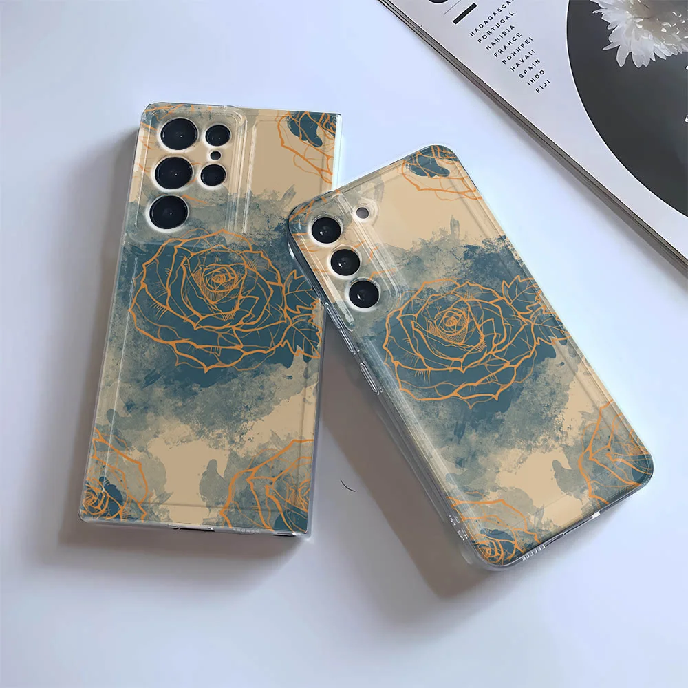 A32 A13 A52 Gouden Bloemen Telefoon Hoesje Voor Samsung A10 A 10S A 20S A12 Op Samsung A51 M 40S A71 A14 Funda Case Shell Cover Coque