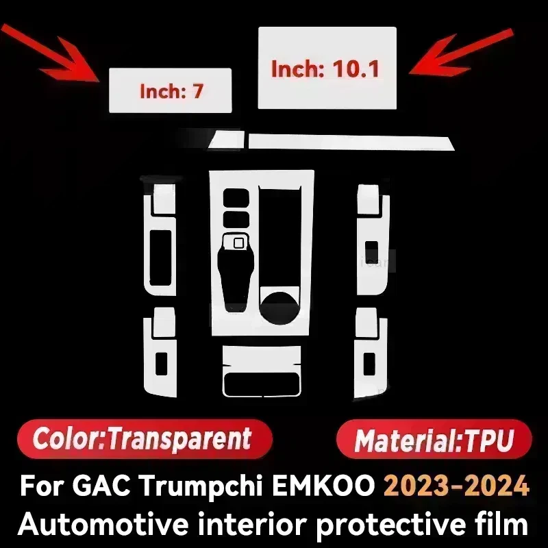 For GAC Trumpchi EMKOO 2023 2024 Gearbox Panel Dashboard Navigation Automotive Interior Protective Film TPU Anti-Scratch