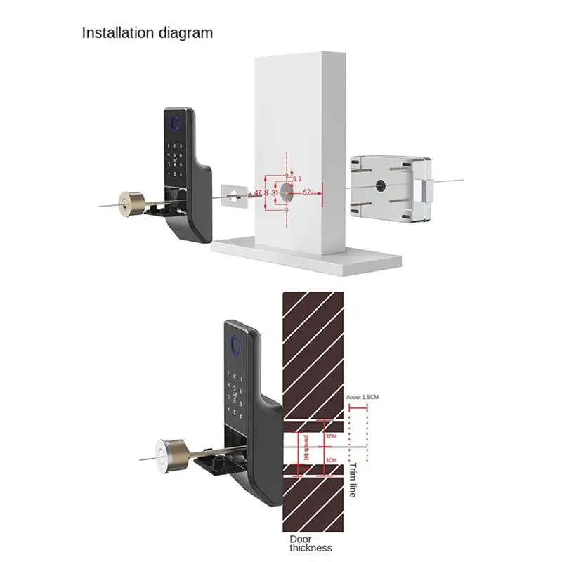 2X Waterproof Tuya Wifi Smart Door Lock Digital Password Double Fingerprint Electronic Rim Lock