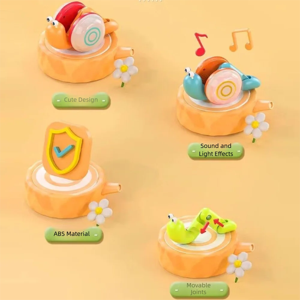 Brinquedo de andador de bebê com corda de arrasto, design brilhante de música, corda de puxar, carro de caracol, recurso interativo, estilo de desenho animado, brinquedo para animais de estimação