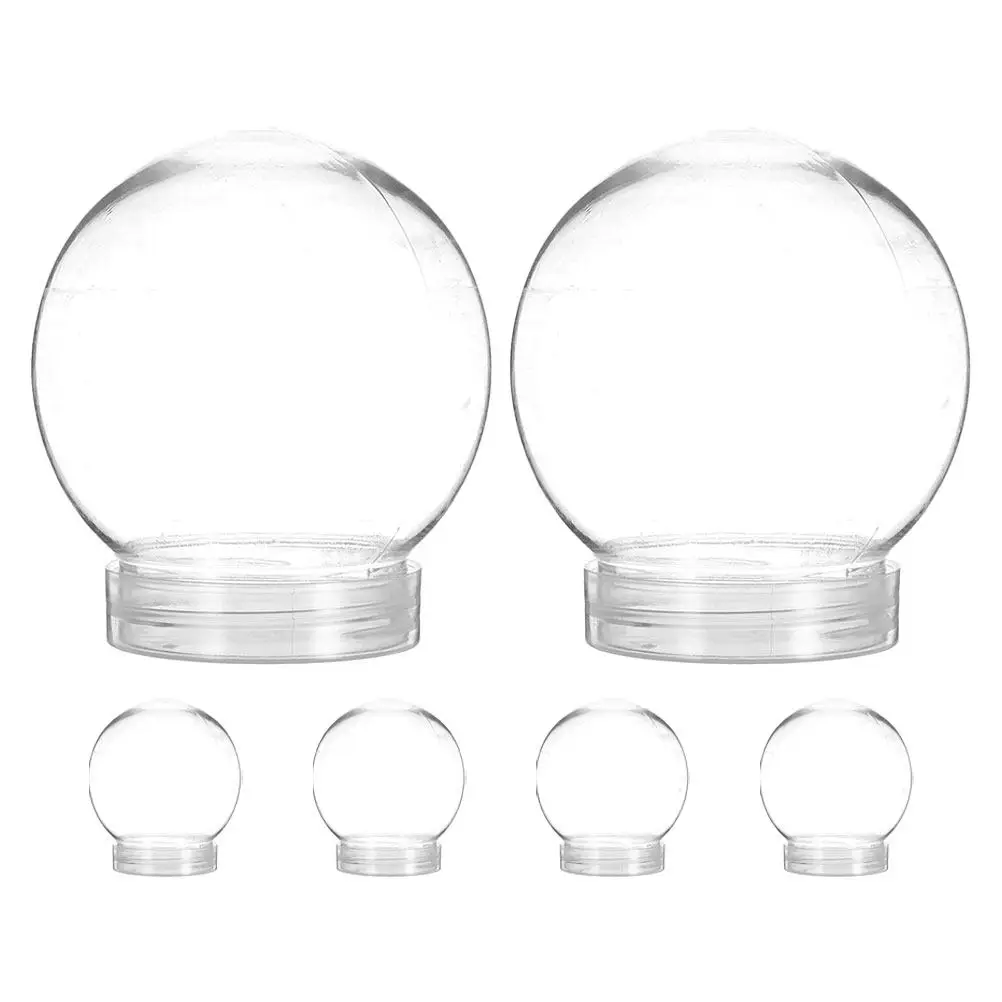 6Pcs Plastic Snow Globe Kit 270Ml Clear Fillable Candy Bottle Screw Cap DIY Water Globe Craft Supplies for
