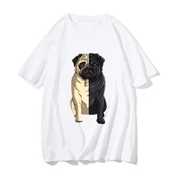 Pug Pattern Printing Tshirts Men/women Lovely Cartoon Animal T-shirts Streetwear Short Sleeve T Shirts 100% Cotton High Quality
