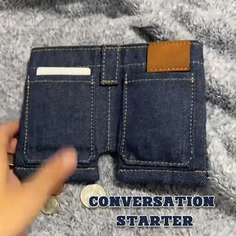 Portafogli stile pantaloni retrò Portafogli mini jeans creativi Porta pantaloni tascabili Porta carte piccolo Portamonete con tasche bifold compatte e sottili