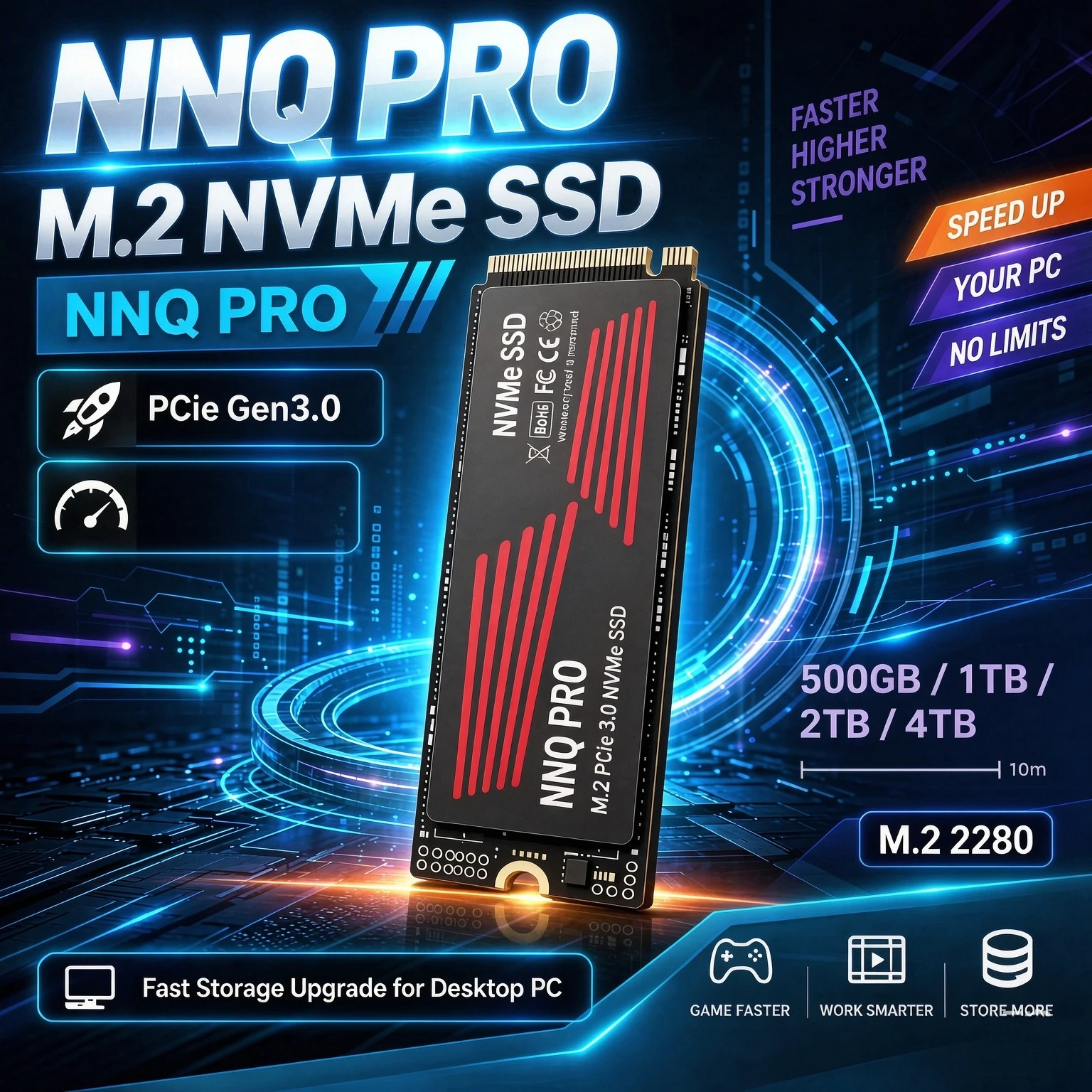 Original NNQ PRO M.2 2280 NVMe SSD PCIe Gen3.0 x3 High Speed Internal Solid State Disk 2TB 4TB for Laptop Desktop PC