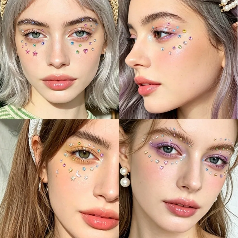 with Adhesive Backing Bedazzling Sticker 3D Resin Makeup Face Eye Jewels Sticker Sparkling Waterproof Crystal Gem Sticker