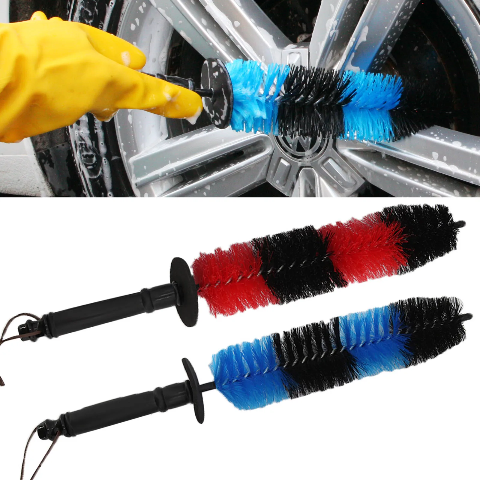 

Wheel Rim Detailing Brush Long Soft Bristle Tire Wash Exhaust Tips Motorcycles Car Truck Motor Engine Grille Cleaning Tool Kit