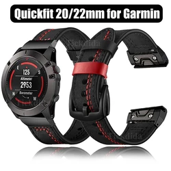 22mm 26mm Genuine Leather Strap for Garmin Fenix 8X 7X Pro 6X 5X Plus Tactix 8 7 AMOLED Epix Pro 51mm Instinct 2X Quickfit Strap