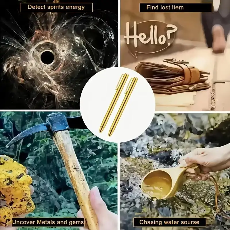 Brass Stainless Steel Dowsing Rods: Upgraded Flexible Rotation Tool Detect Golden Water