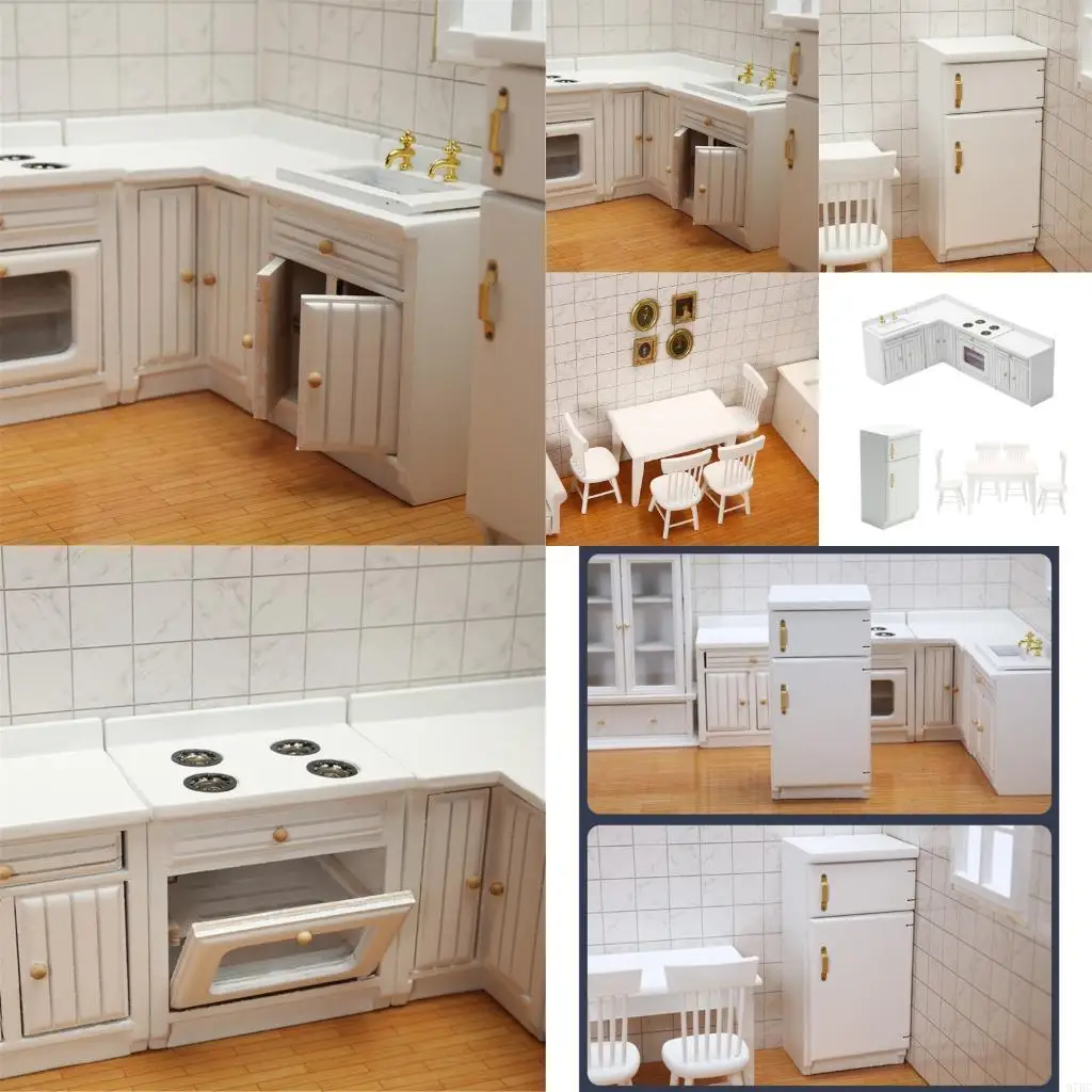 

Деревянная миниатюрная кухонная мебель 97BC, умывальник, включая раковину и столешницы для реалистичного дизайна комнаты