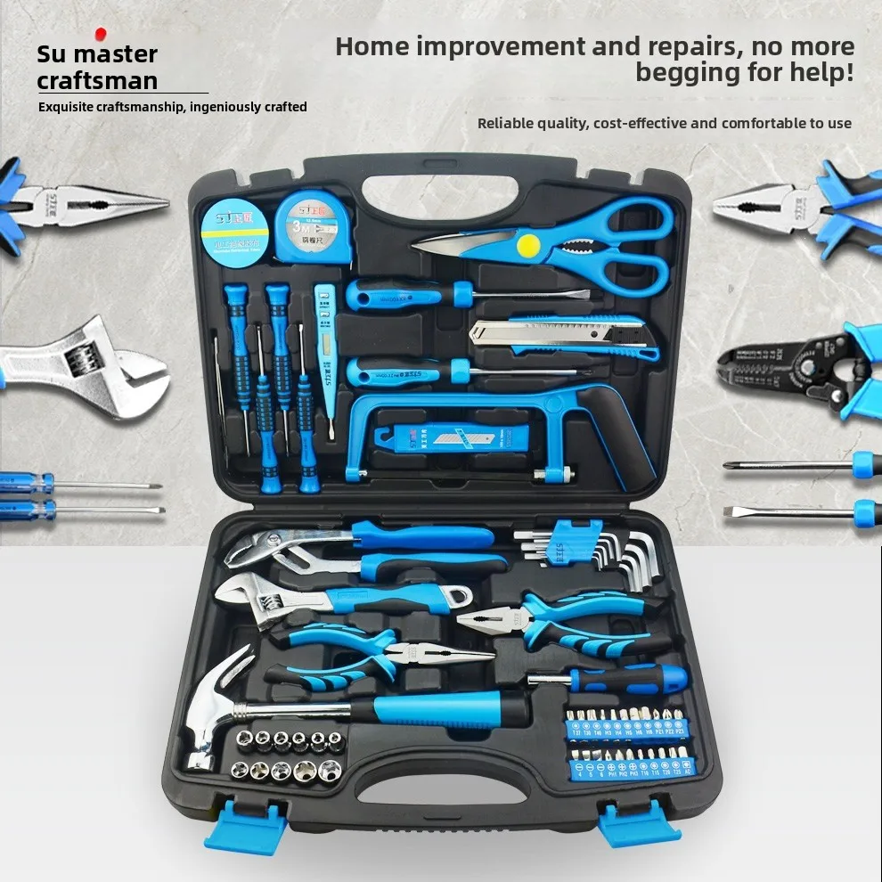 100 Piece Household Tool Kit with Cordless Drill, Portable Tool Case Set for Home Repair, Electrician Work, Woodworking and Car