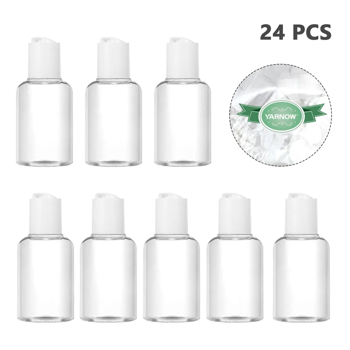 

24Pcs 50Ml Plastic Lotion Bottles Portable Refillable Dispensers Removable Nozzle Wide Mouth for Shampoo Body Wash Liquid Cream