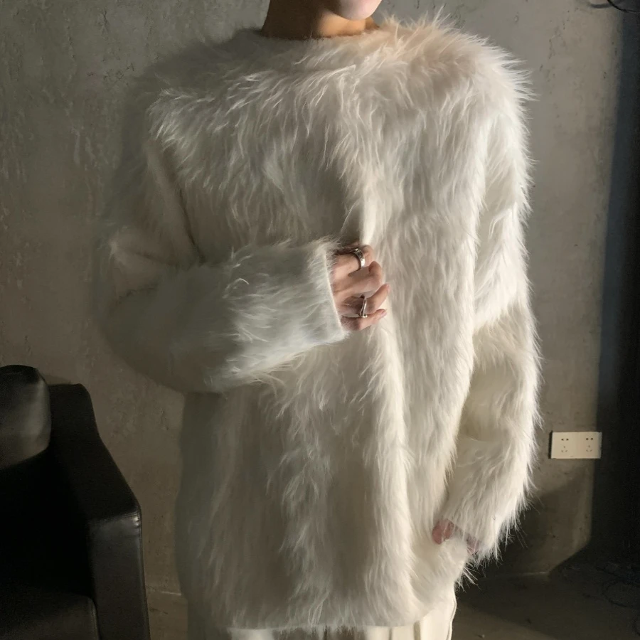 

Autumn Winter Large Size 300 Pou Hong Kong Sle round Ne Retro Sweater Design Casual Knitted irt Men Lazy Sle Jaet