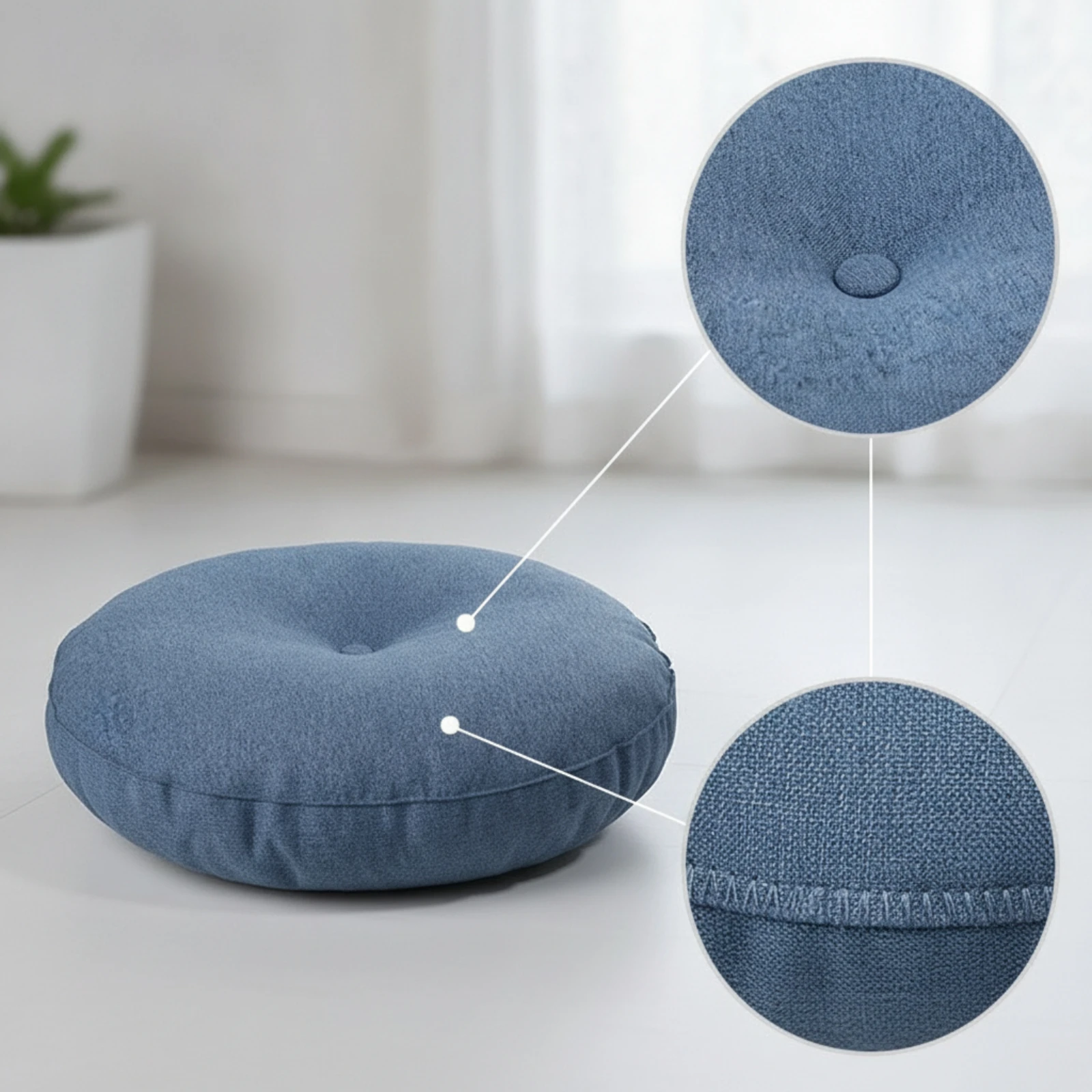 Round Floor Cushion Padded Floor Seat Cushion Textured Soft for Tatami Room, Window Ledge