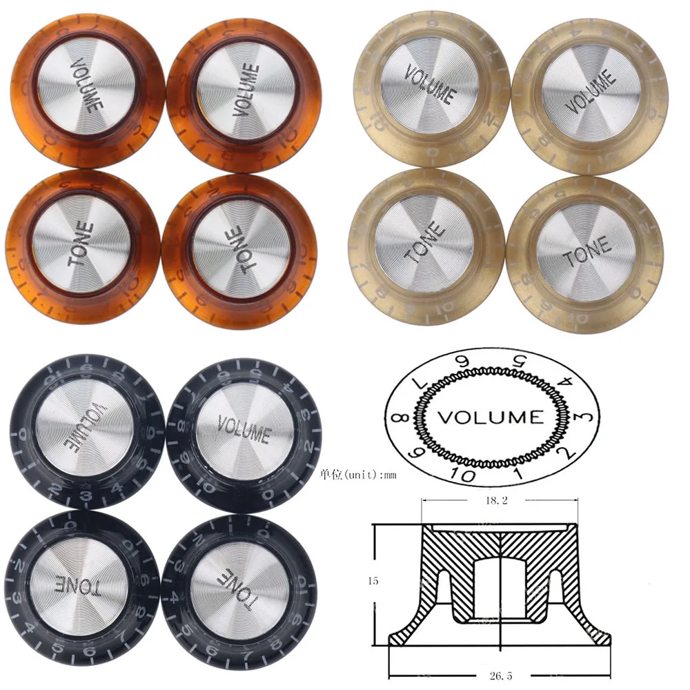 Guitar 2 Tone 2 Volume Guitar Reflector Knobs Top Hat Bell Volume Tone Knob for EPI LP SG Electric Guitar Accessories