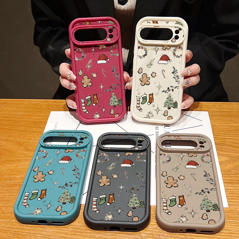 حافظة ريترو كارتونية لعيد الميلاد لهاتف جوجل بيكسل 9 8 7 برو 9A 8A 7A Funda Pixel 10 Pro XL غطاء سيليكون مقاوم للصدمات