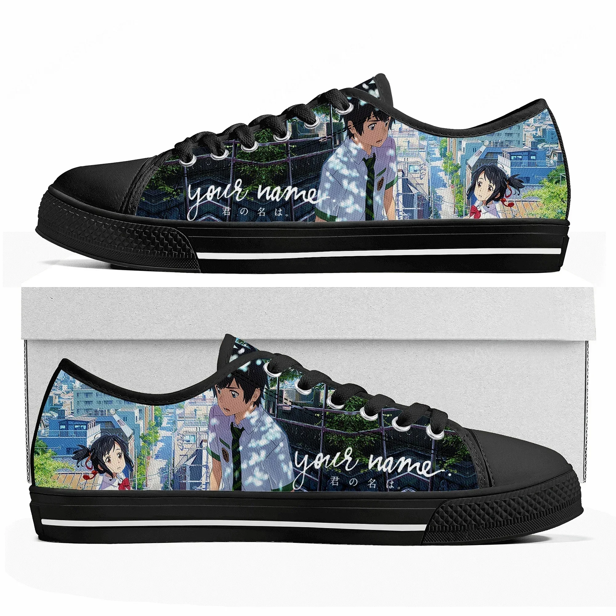 

Your Name Low Top Sneakers Womens Mens High Quality Canvas Sneaker Casual Japanese Anime Cartoon Customize Shoes