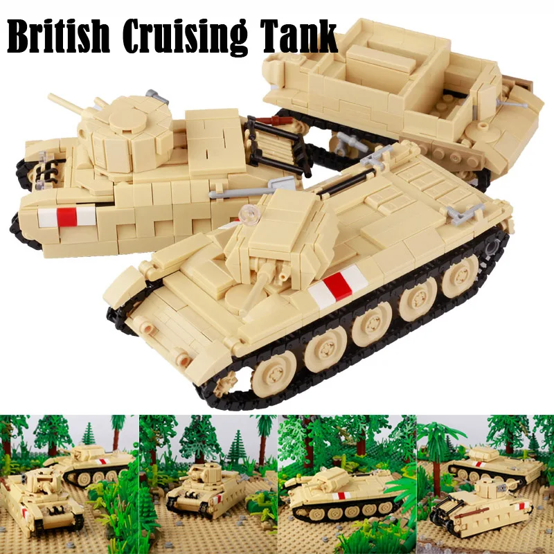 WW2 Military British Tank Truck Building Blocks German North African Campaign Soldier Figures Army Vehicle Car Weapon Bricks Toy