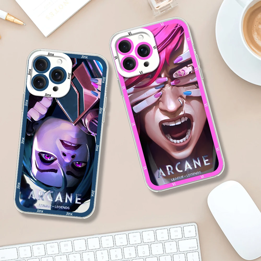 TV A-Arcane 2 J-Jinx Phone Case for Samsung S24 S23 S22 S21 A55 A54 FE PLUS ULTRA Transparent Bezel Cover