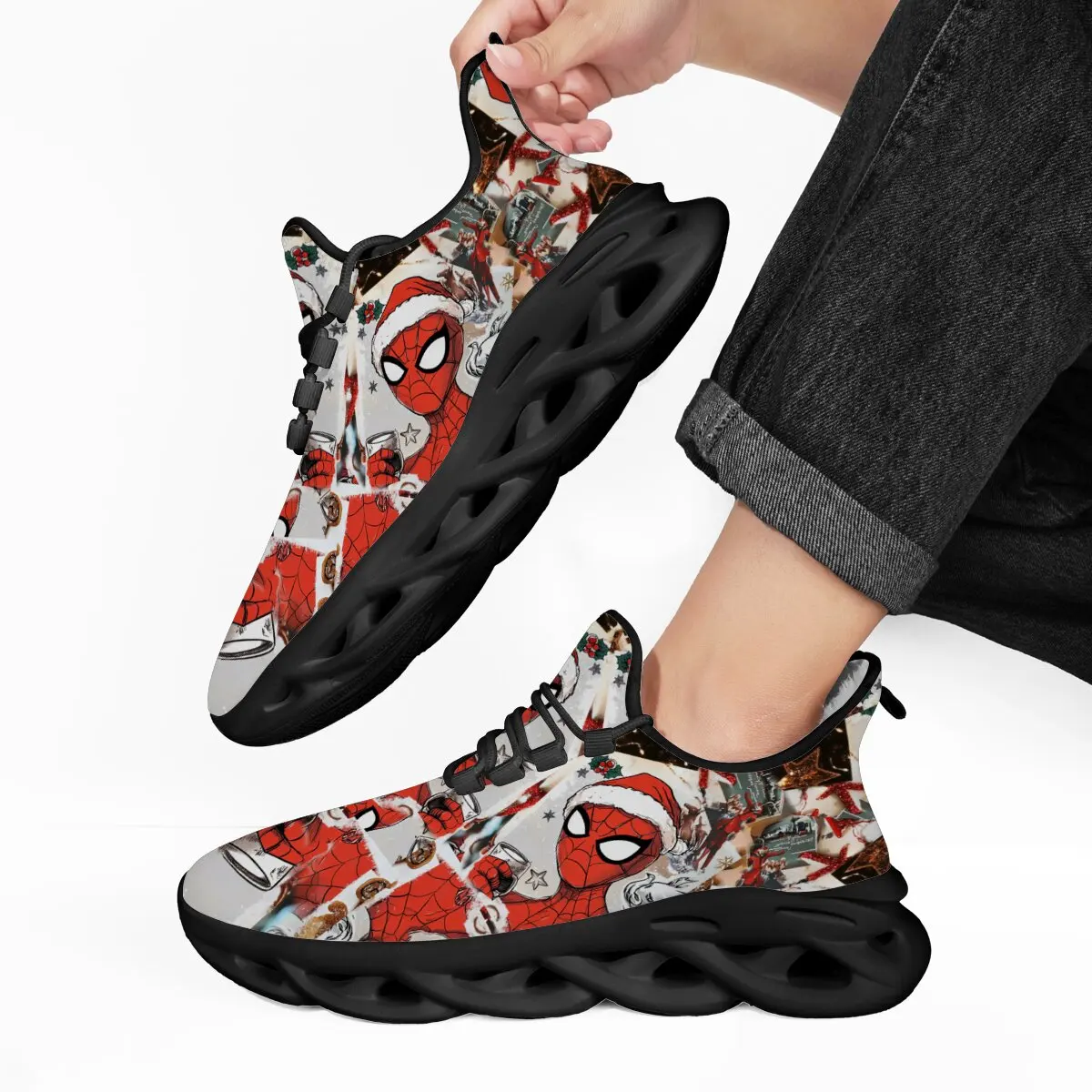 

Sneakers Men Spiderman Christmas Pattern Fleece Lined Casual White Sole New Children Sneakers Kids Casual Sports Sneakers