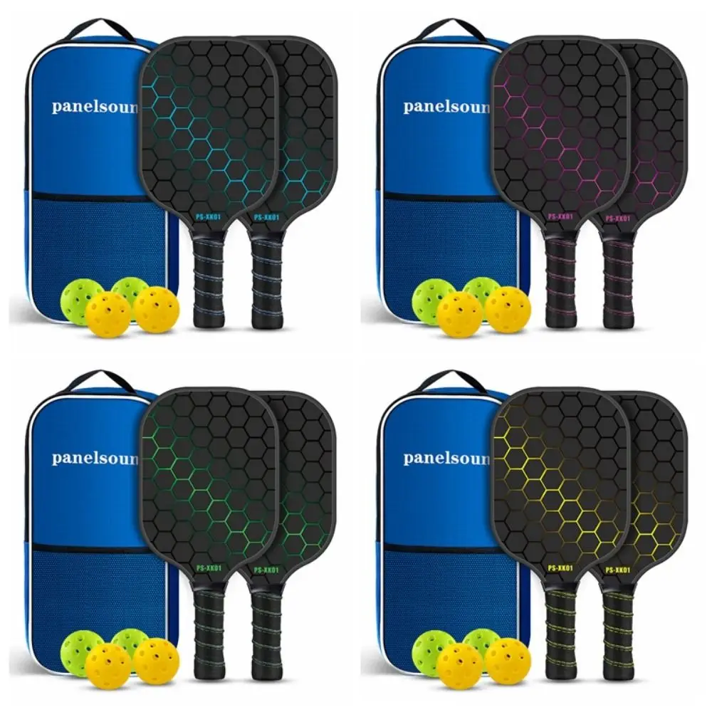 

Ракетка для пиклбола с поверхностью из стекловолокна, сотовый сердечник, прочный набор весла для пиклбола, ребристая ручка, 4 шарика