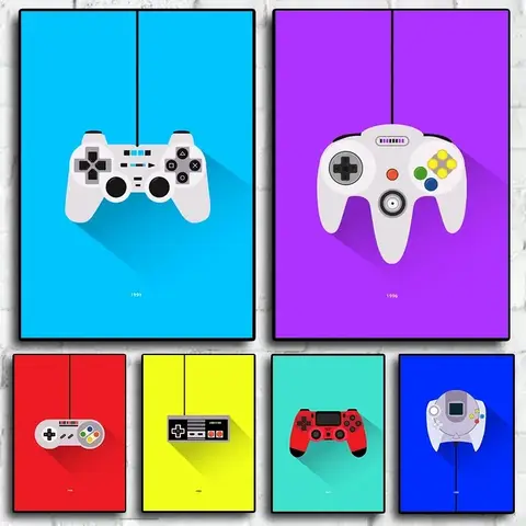 PS Gamepad Colorful Game Controller Print Poster For Gaming Room Living Modern Canvas Painting Art Home Wall Decor Picture Gift