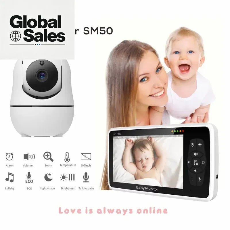 SM50 Smart 1080p Video Baby Portable Wireless Audio Device with Motion Detection and Sleep for Newborns