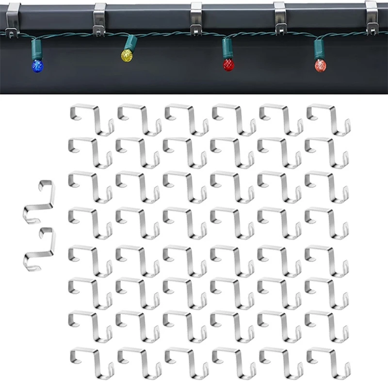 

50 Pcs Christmas Lights Gutter Hooks Holiday Lights Hooks Gutter Hangers For Xmas Lights Outside Decoration