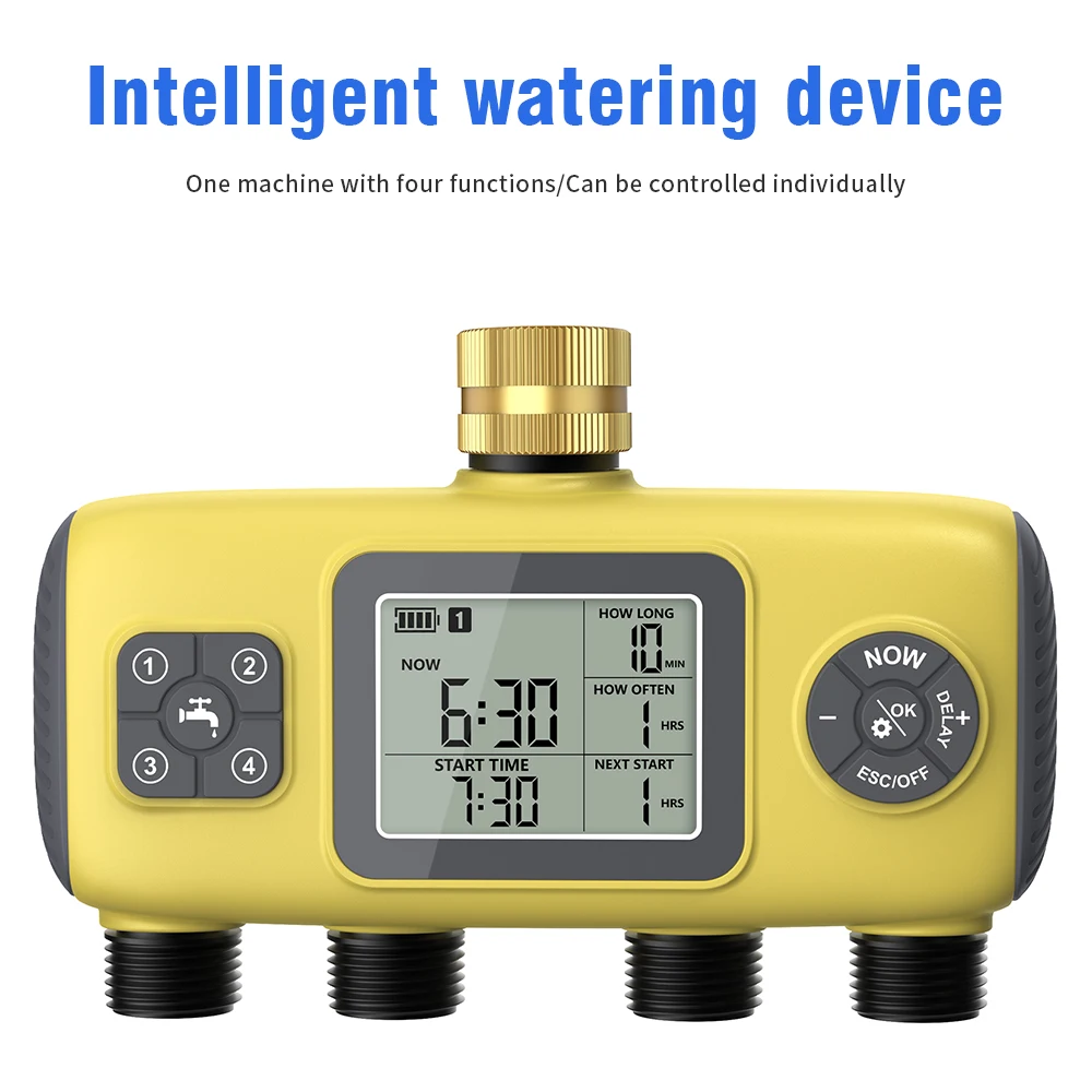 4 Zone Automatic Irrigation Timer Garden Flower Watering System Time Controller Programmable Digital Water Timer for Greenhouse