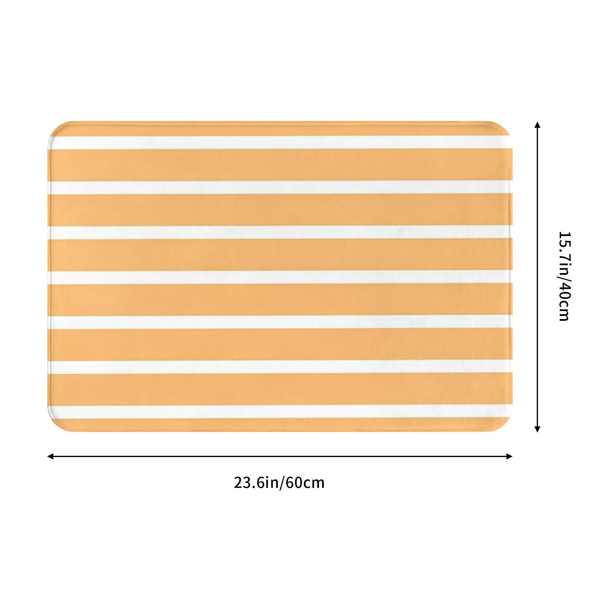Apricot Orange And White Horizontal Stripes Non-slip Doormat Floor Mat Rug for Kitchen Entrance Home Bathroom Footpad Mats