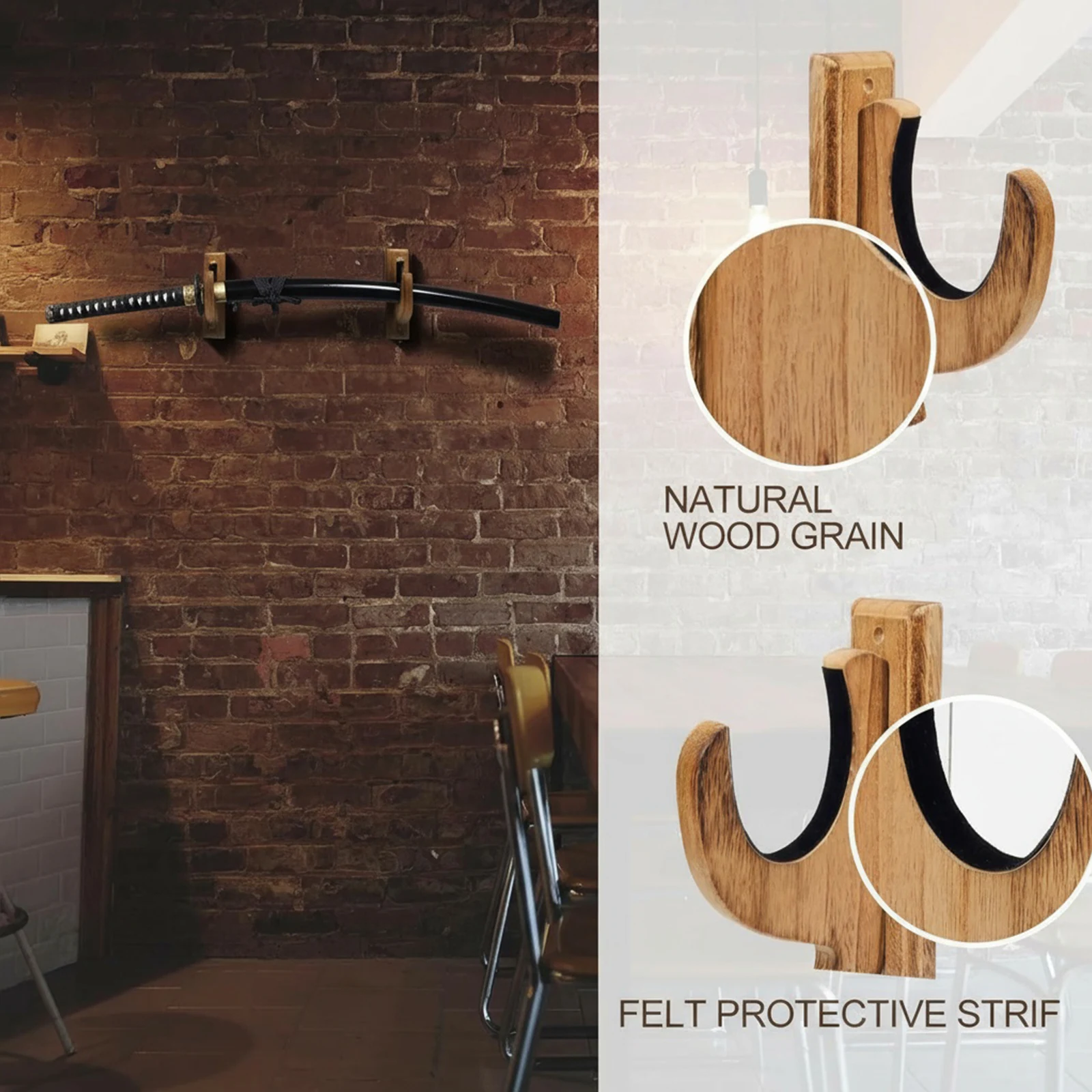Wall Mounted Solid Wood Hunting Gun Brackets Shotgun Storage Rack Gun Hooks for Rifles Shotguns Swords Bows