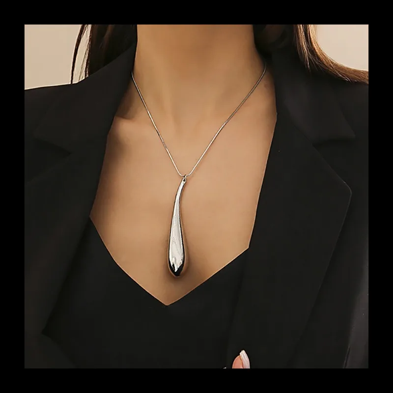 سبيكة، قلادة قطرة الماء مبالغ فيها، قلادة على طراز فاسق، بيضاوية بسيطة متعددة الاستخدامات #3