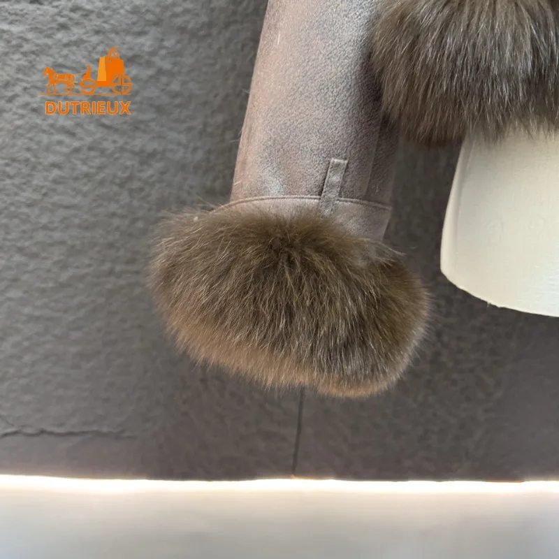 ฤดูหนาวผู้หญิงสั้นของแท้ Fox FUR Coat,100% ขนสุนัขจิ้งจอกจริง,Office PARTY เดินป่าแฟชั่น WARM FUR COLLAR ผู้หญิงเสื้อขนสัตว์
