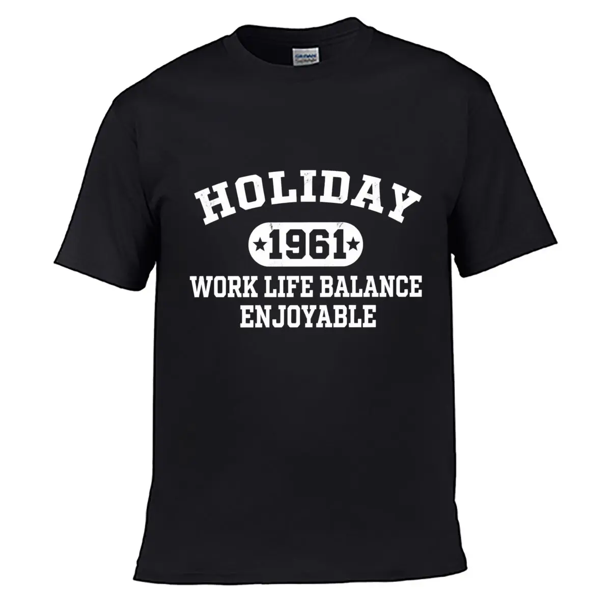 1961 Work Life Balance Enjoy Life Typography Summer short-sleeved Loose Top