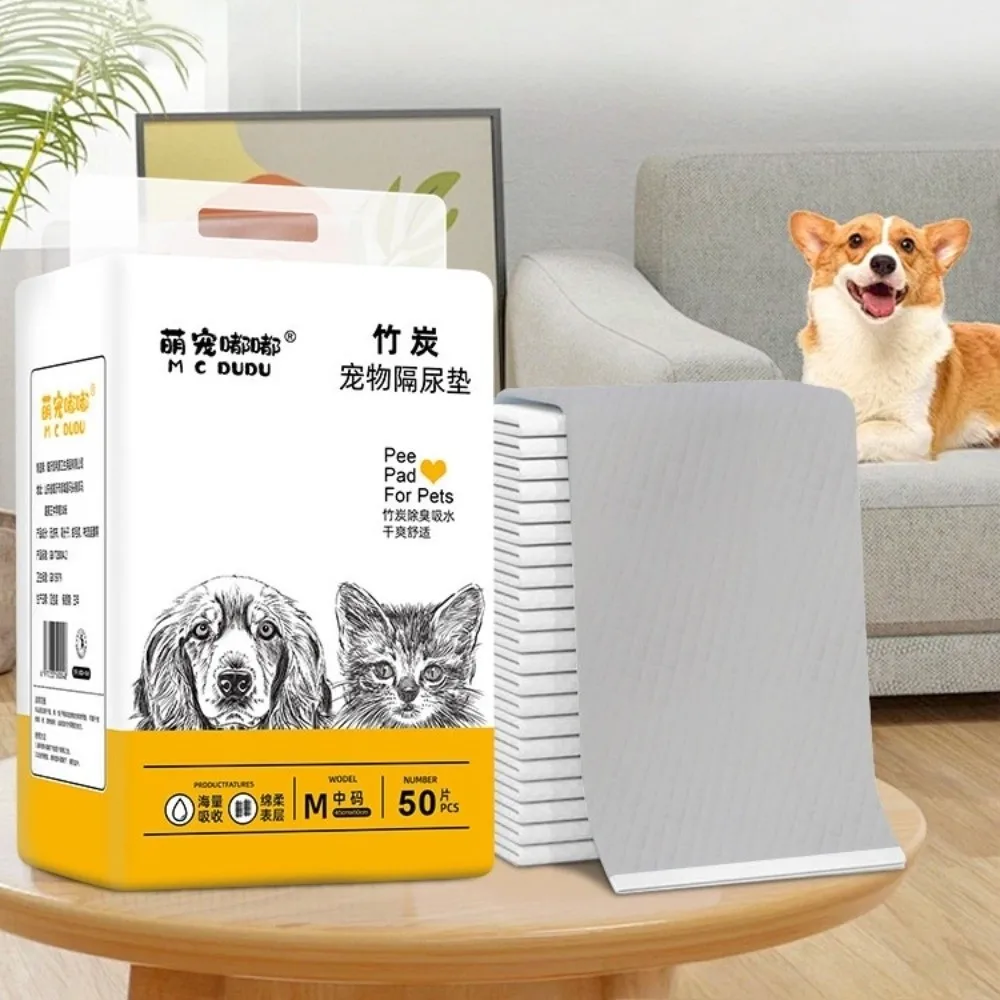 S/M/L/XL Bantalan Hewan Peliharaan Arang Bambu Sekali Pakai Alas Latihan Anjing Tebal Super Serap Abu-abu Alas Pipis Anjing