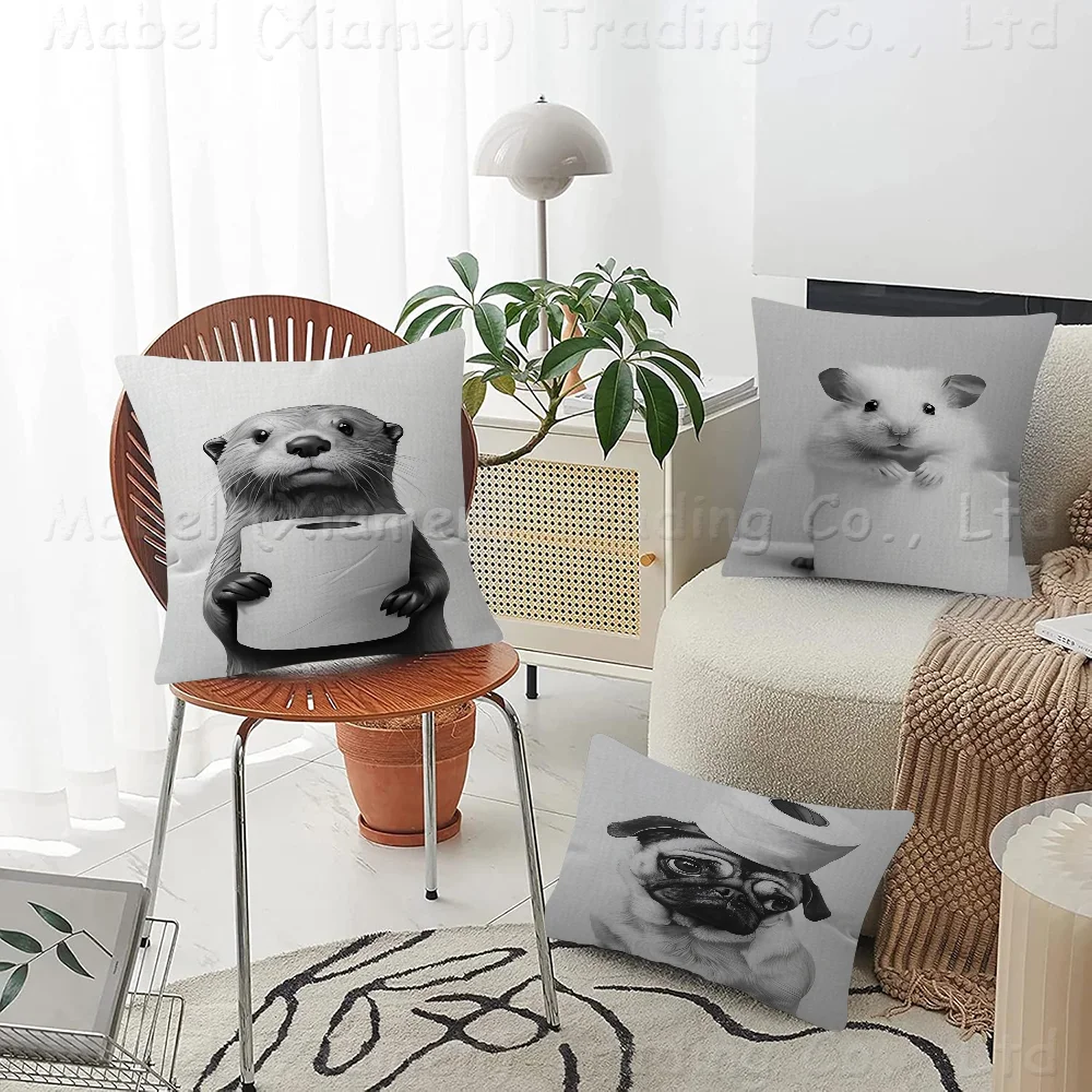 

Cute Animal And Toilet Paper Pillowcases Home Bedding Decorative Pillow Cover Wedding Super Soft Pillow Case