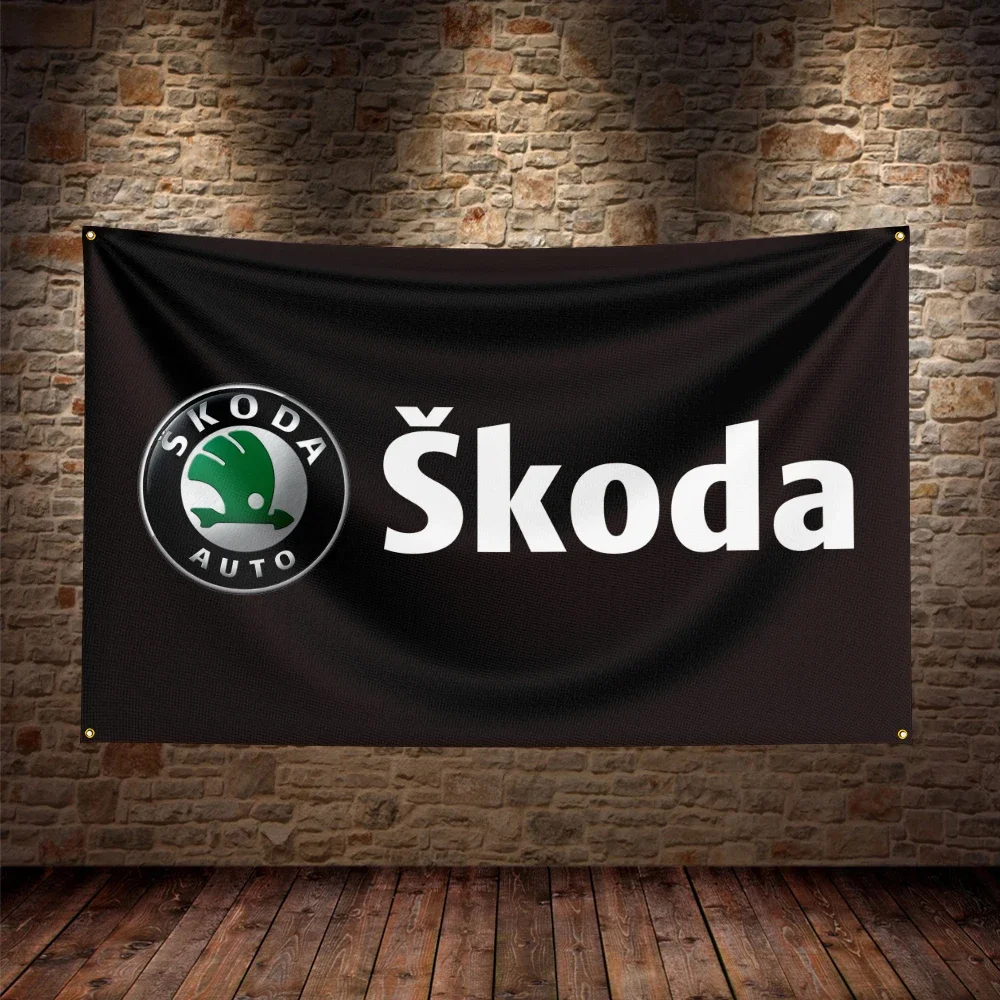 3X5Ft Skodas Racing Car Flag Polyester Printed Car Banner For Decor