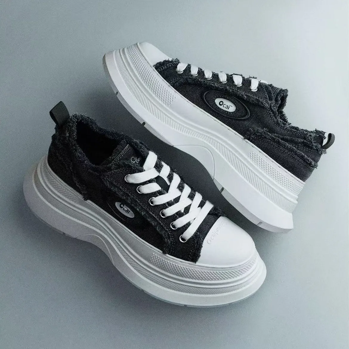 

Canvas shoes 2025 Spring and Autumn cake height increasing thick sole casual white shoes women's versatile board shoes