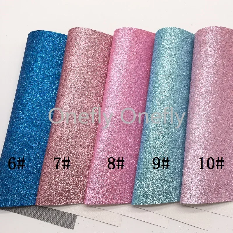 Onefly Wholesales Dropshipping Leather Supplier Shimmer Fine Glitter Faux Vinyl Leather Fabric Sheets For Bow DIY GM3006B