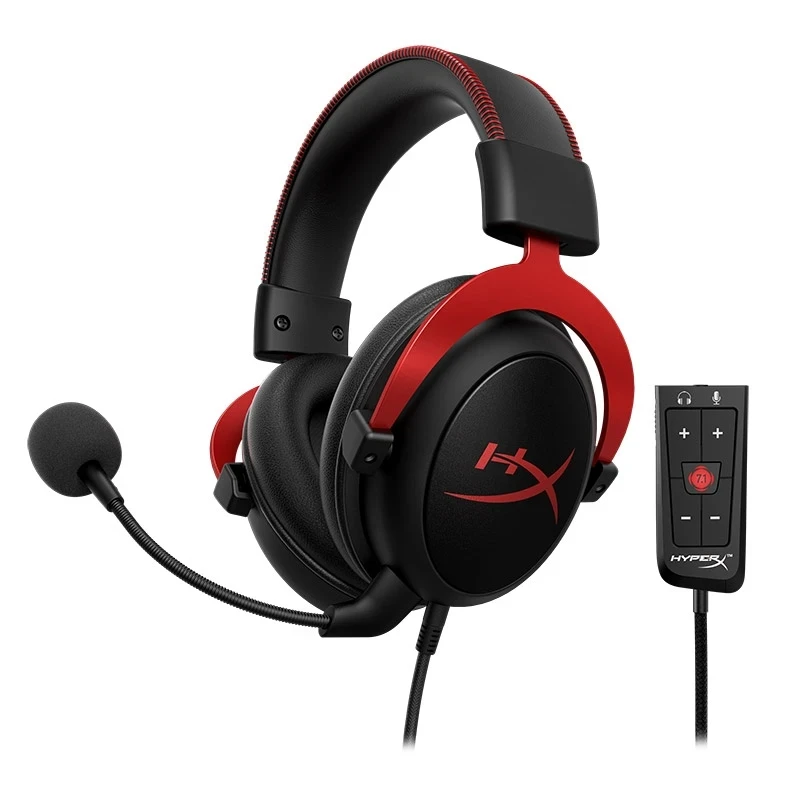 سماعة رأس سلكية أصلية للألعاب HyperX Cloud 2 II مع ميكروفون بصوت محيطي HiFi 7.1 للكمبيوتر الشخصي PS4