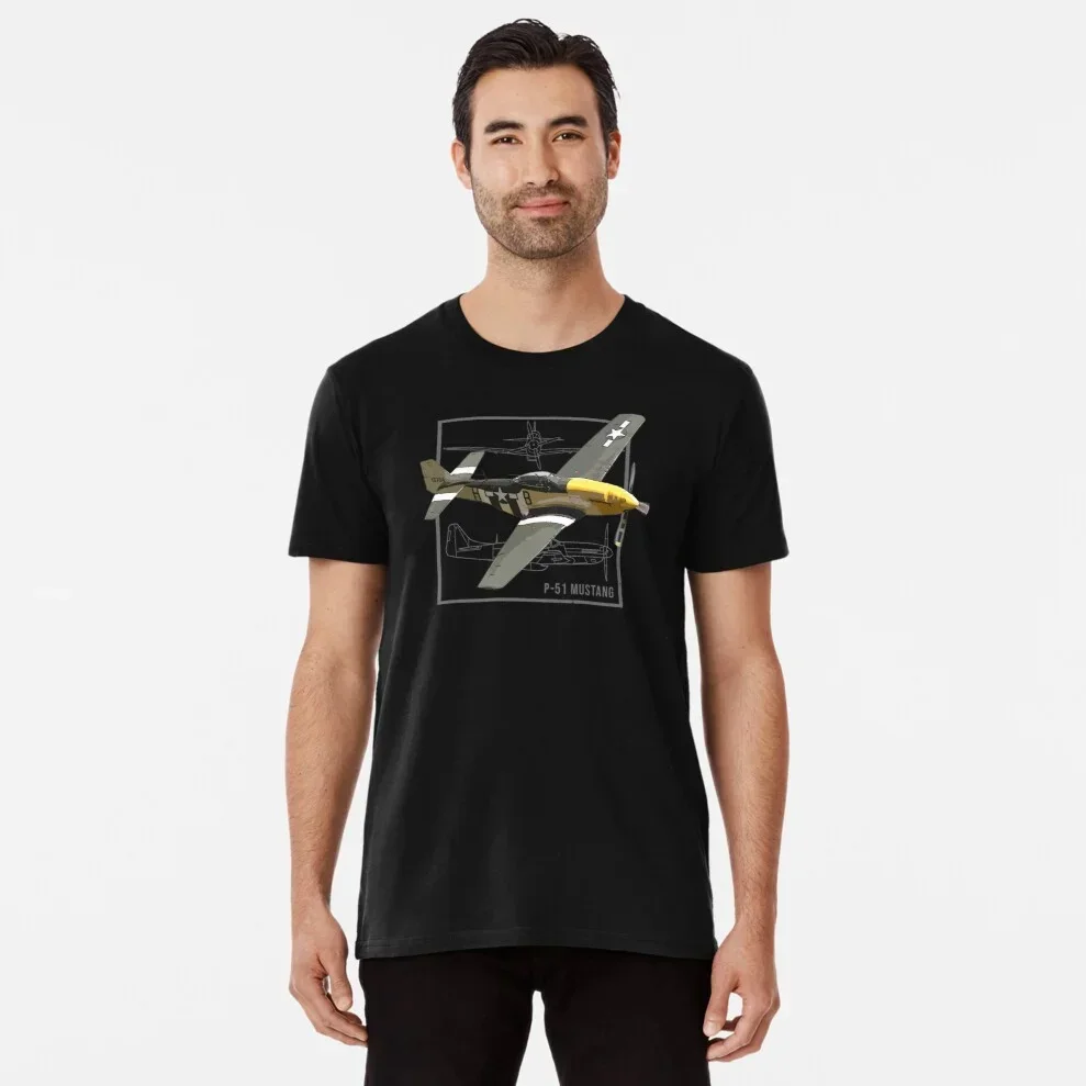US Air Force P-51 Mustang Fighter T Shirt Mens 100% Cotton Short Sleeve O-Neck Casual T-shirt New Size S-3XL
