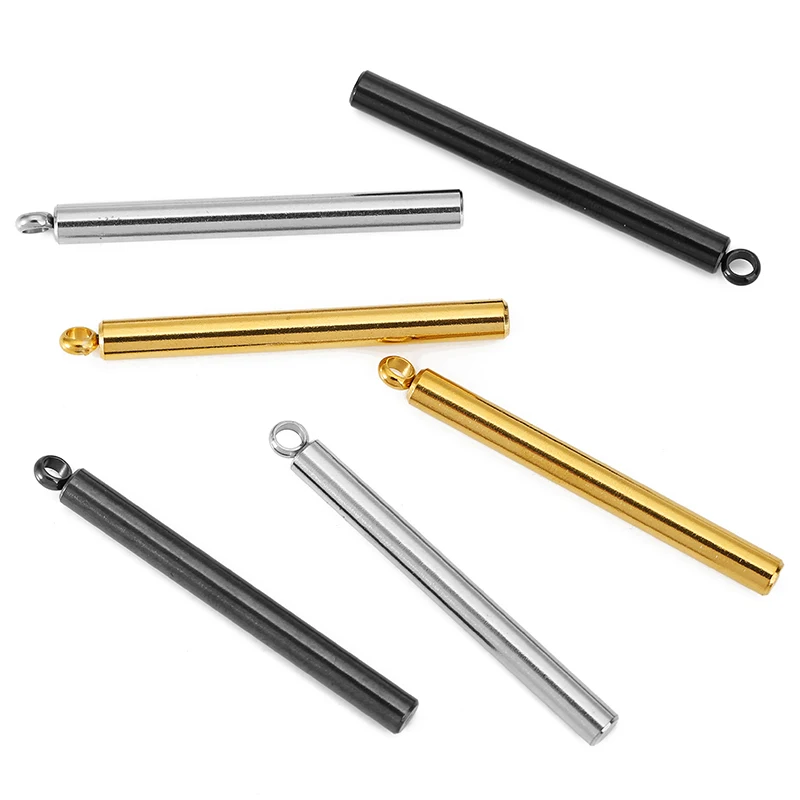 

5pcs 55mm Stainless Steel Black Long Solid Round Bar Charm Pendant for DIY Necklace Earring Jewelry Making Supplies Accessories