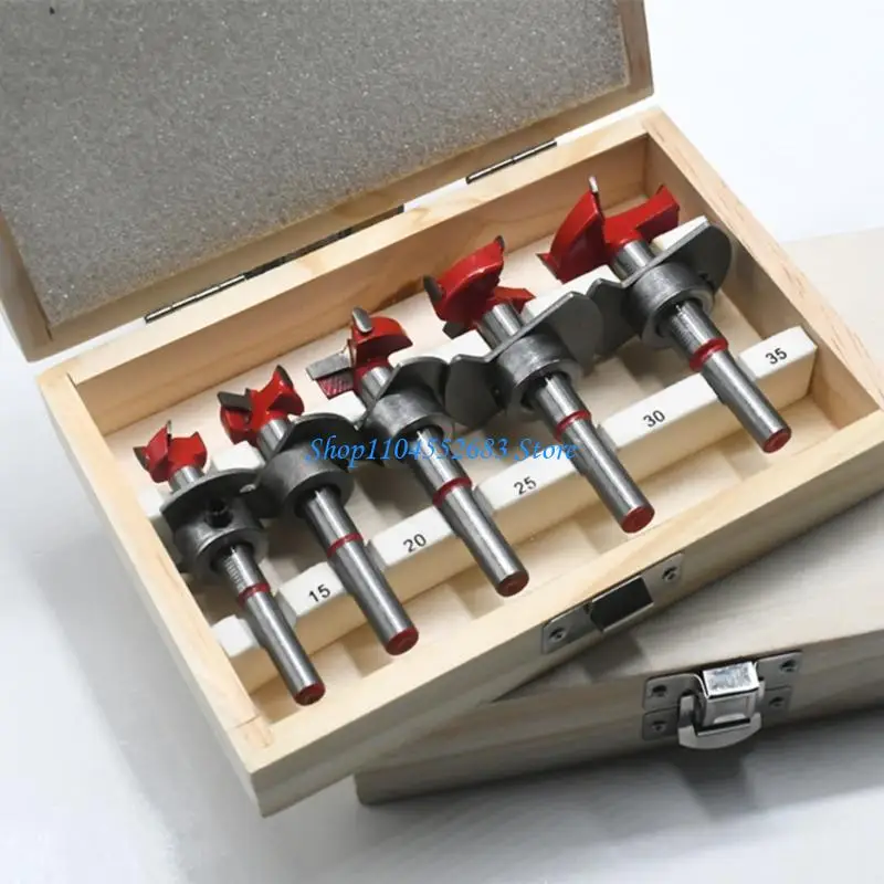 Y6GD Tipped Woodworking Hole Opener Hole Cutter Depth Control For Precise Drilling Up To 50mm In Furniture 5pc