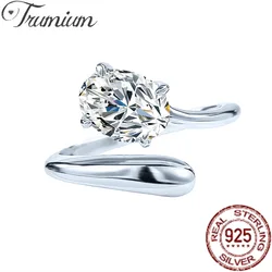 Trumium 1.5ct Oval 925 Sterling Silver Rings for Women Shinning Engagement Wedding Band Adjustable Simple Fashion Jewelry