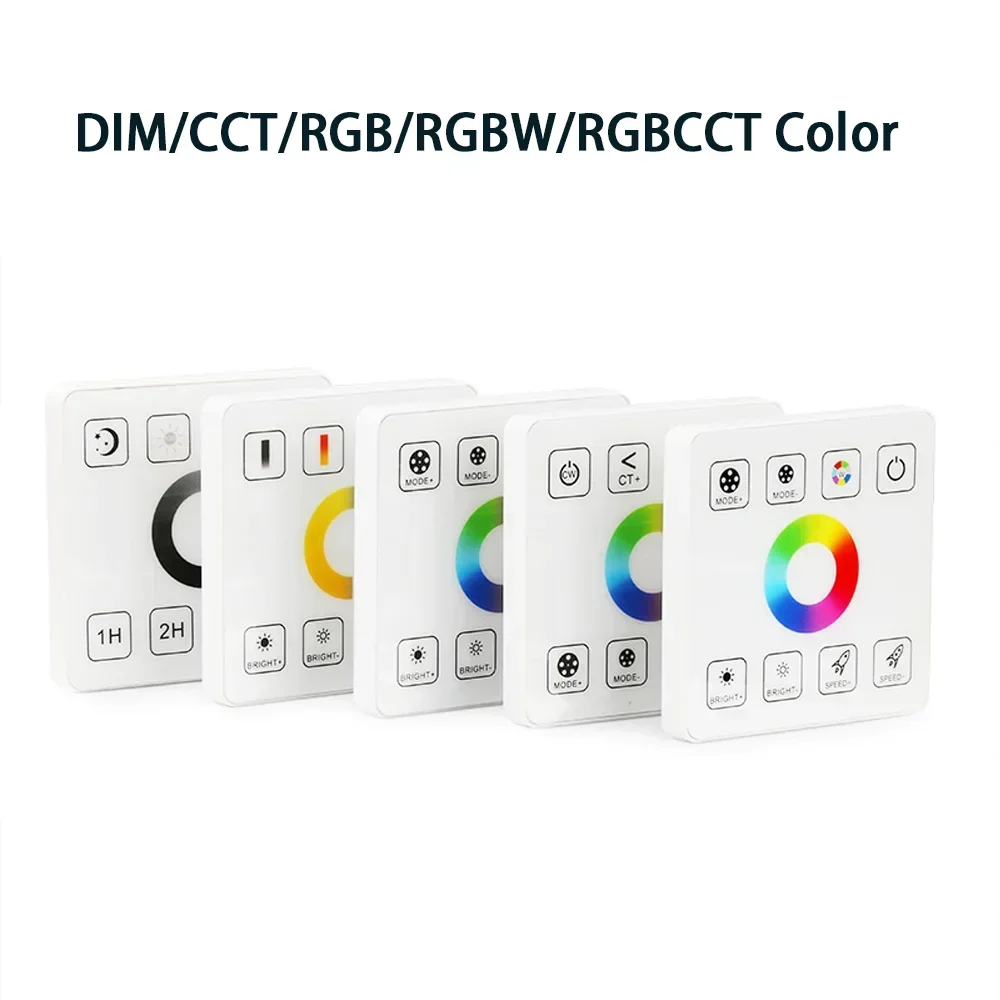 DC5-24V 86Touch Panel High-Power Wireless Wiring Free 2.4GRF LED Controller for Single Color/CCT/RGB/RGBW/RGBWC LED Strip Light