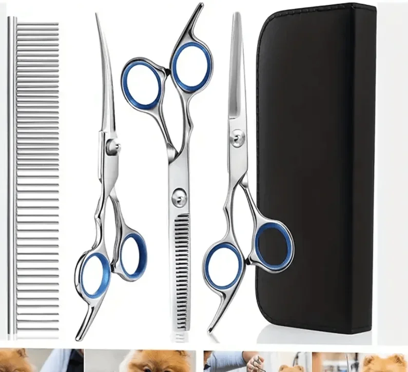 

Dog Grooming Scissors Professional Stainless Steel Pet Hair Cutting Shears Safety Round Tip Pet Grooming Scissors Kit