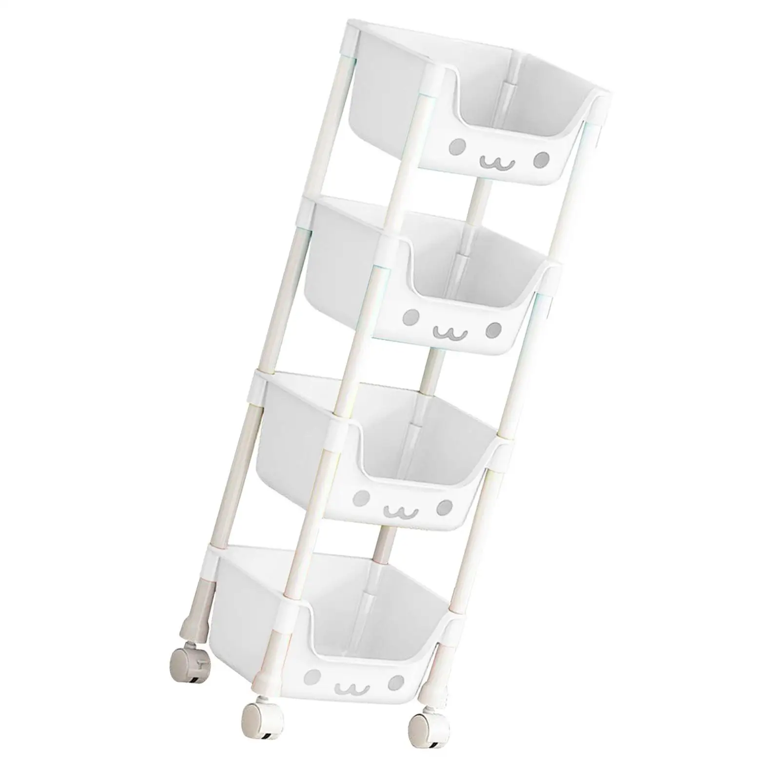 

Mobile Rack Kids Toys Organizer 4 Tier 12.2x8.2x38.5inch Space Saving Multipurpose Sturdy Utility Cart for Bathroom