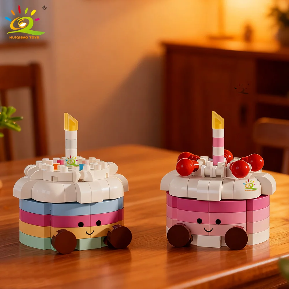 HUIQIBAO Mini Cartoon Geburtstagstorte Dessert Design Baustein-Set Mädchen DIY Erwachsenen-Modell Mikro-Bausteine Lernspielzeug Geschenk – Detail 4
