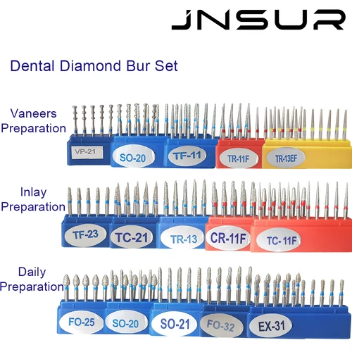 Imagen 2 del producto JNSUR 50 unids/lote brocas de fresas dentales de diamante 10 modelos diferentes materiales dentales suministro clínico dentistas laboratorio fresas dentales