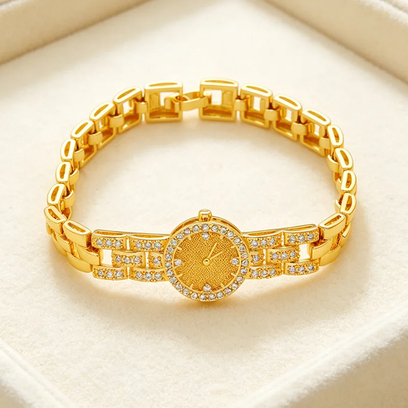 Luxury 24K 9999 Pure Gold real gold Dot Drill Dial Bracelet Women's Watch Chain