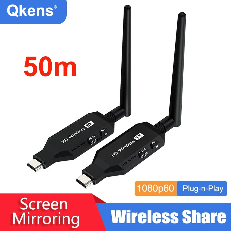 

Wireless Share HDMI Extender Audio Video Transmitter Receiver Meeting Projection Display Adapter for Camera Laptop TV Projector